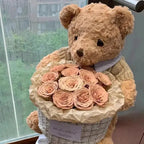 Children's Gift Bear Doll Bouquet Eternal Soap Flower Bucket Bouquet Birthday Gift Valentine's Day Gift Cute Bouquet Ornament - Femlinza