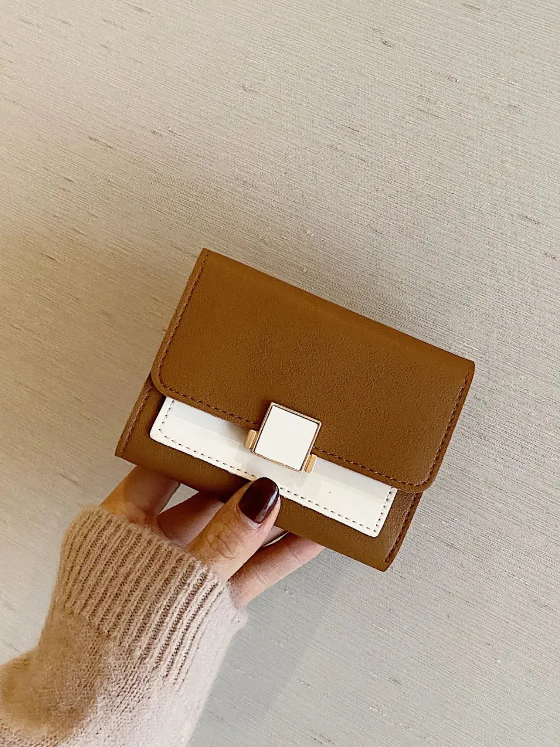 Contrast PU Leather Wallet - Femlinza