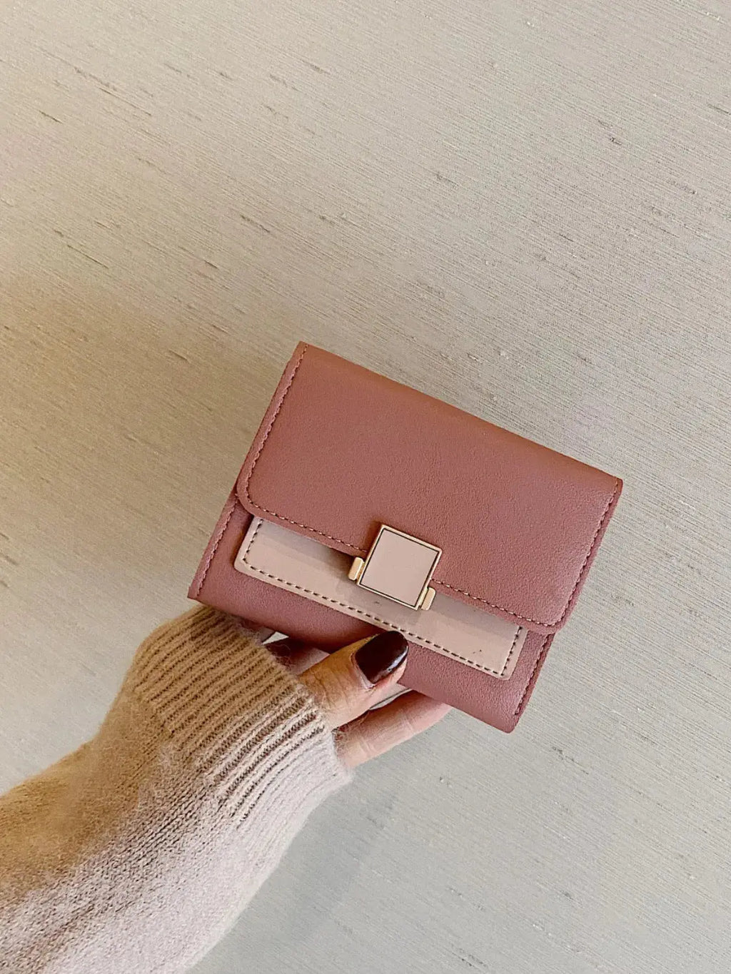 Contrast PU Leather Wallet - Femlinza