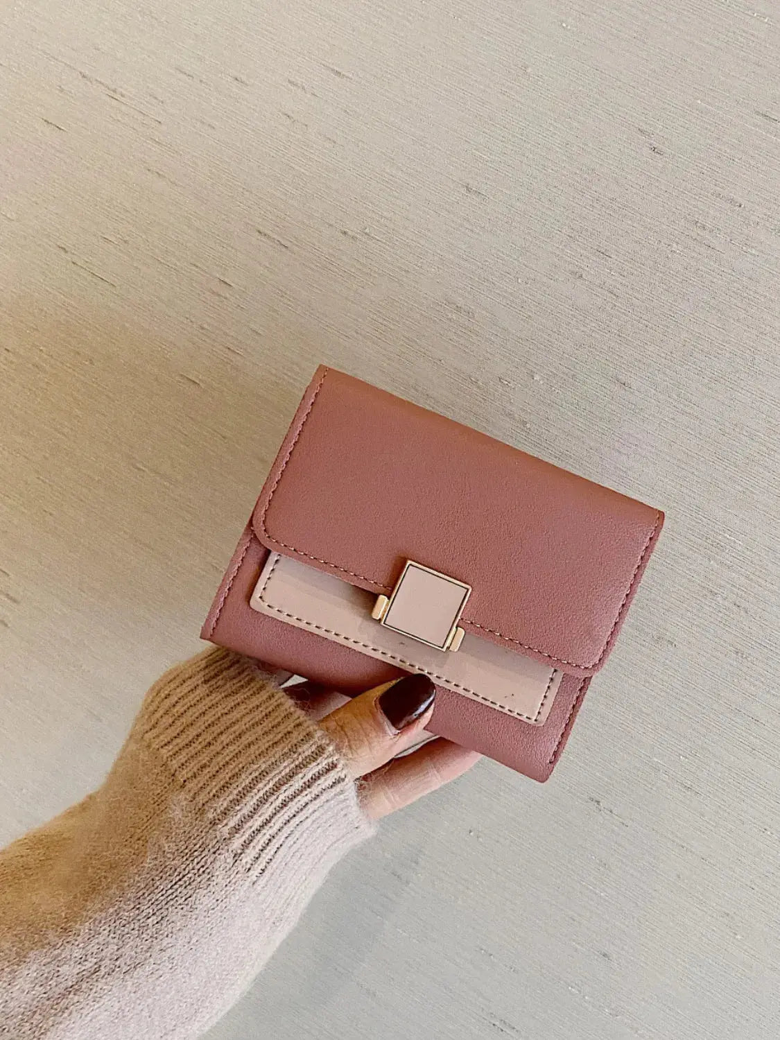 Contrast PU Leather Wallet - Femlinza