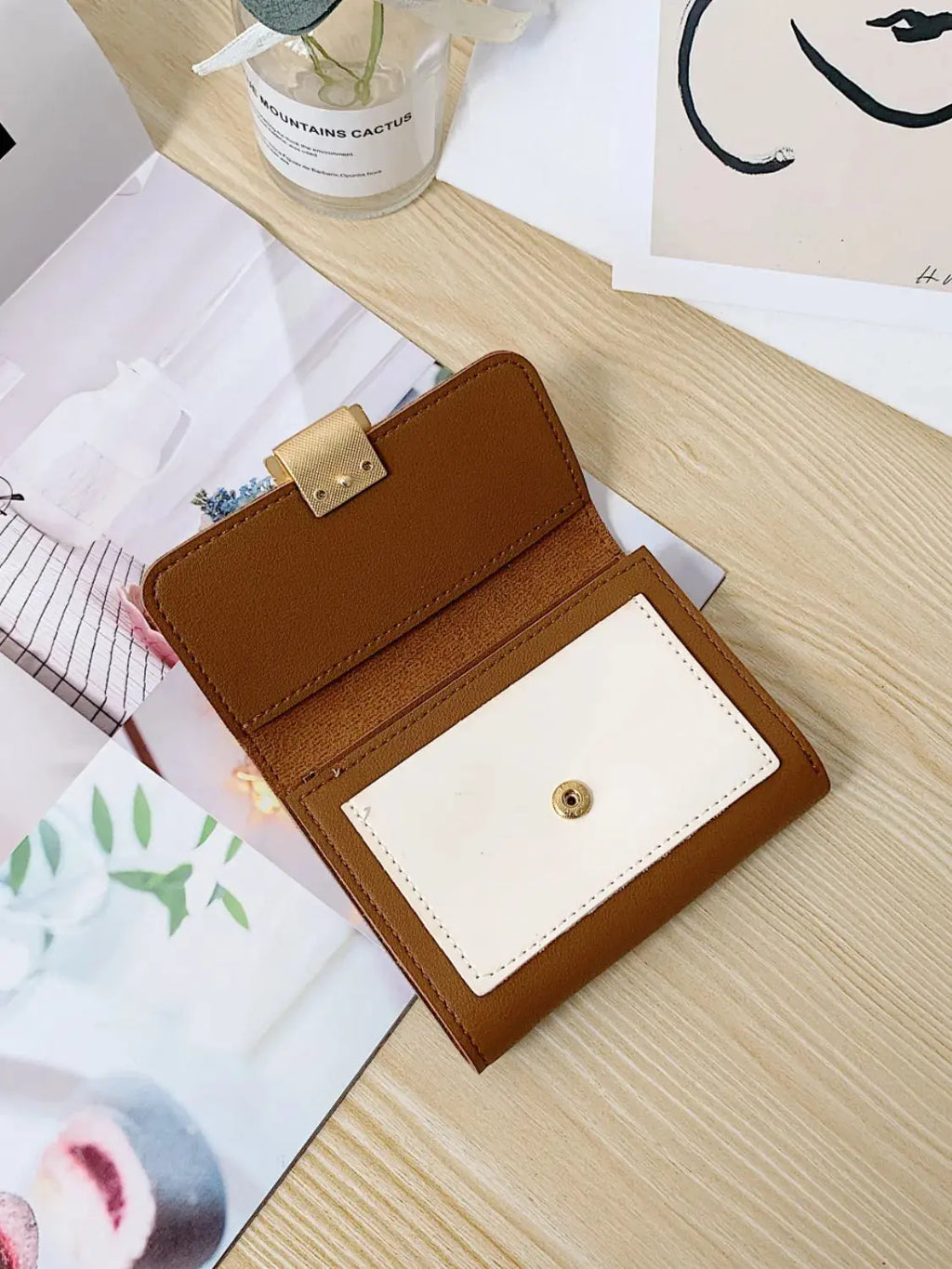 Contrast PU Leather Wallet - Femlinza