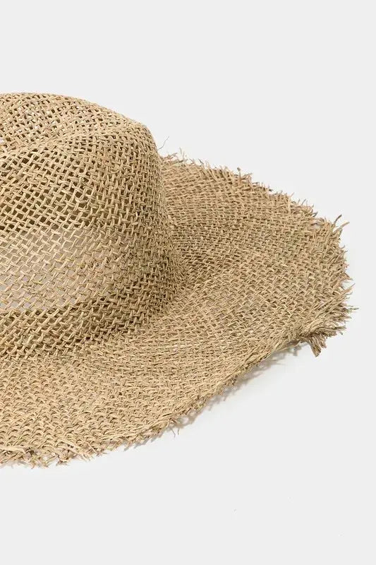 Fame Fringe Edge Straw Braided Western Fedora Hat - Femlinza