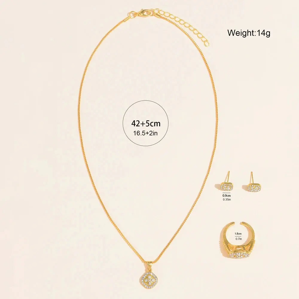 Fashion Luxury Women Gold Watch Bracelet Necklace 6Pcs Set Ladies Diamond Quartz Wristwatch Valentine's Day Mother's Day Gift - Femlinza