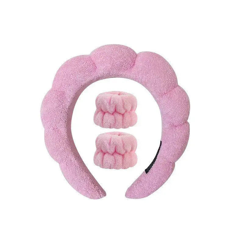 3pcs/lot women Sponge Spa Headband with Wristbands wrist wash band Ladies Wide Padded Headband Skin Care muñequeras skincare - Femlinza