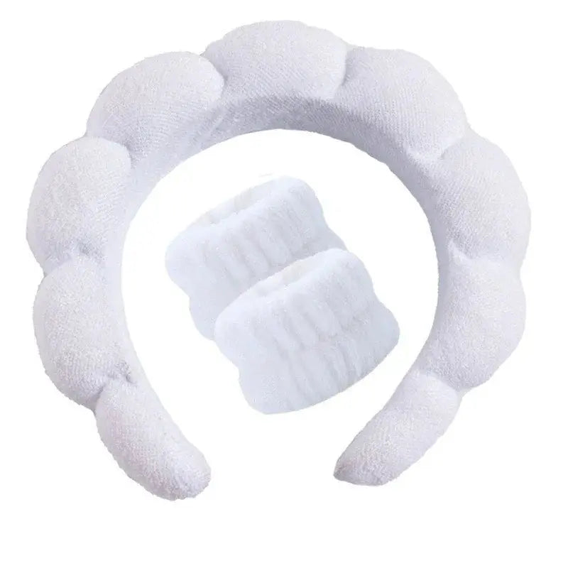 3pcs/lot women Sponge Spa Headband with Wristbands wrist wash band Ladies Wide Padded Headband Skin Care muñequeras skincare - Femlinza