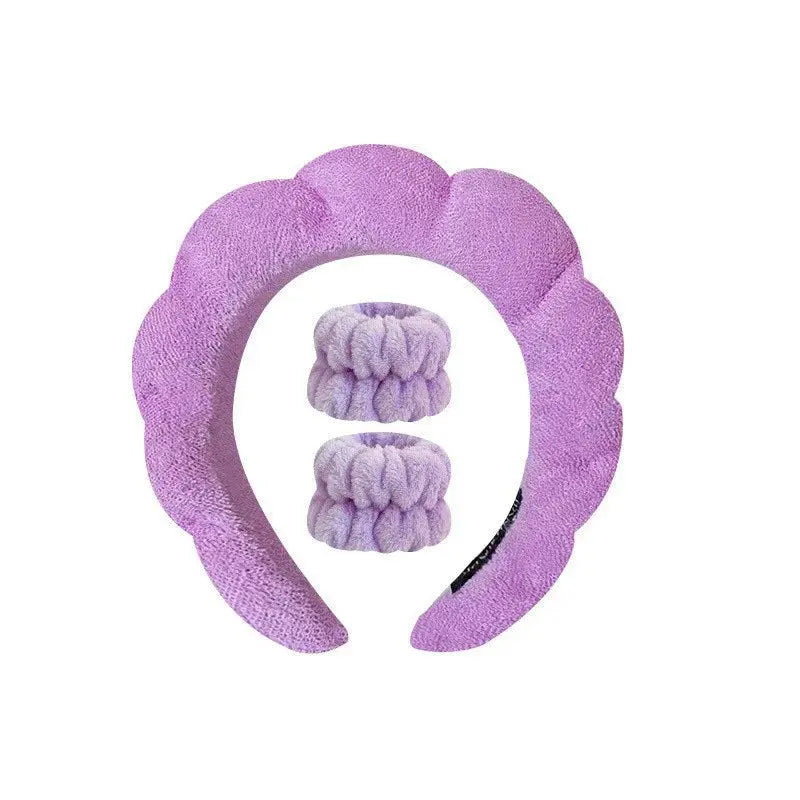 3pcs/lot women Sponge Spa Headband with Wristbands wrist wash band Ladies Wide Padded Headband Skin Care muñequeras skincare - Femlinza