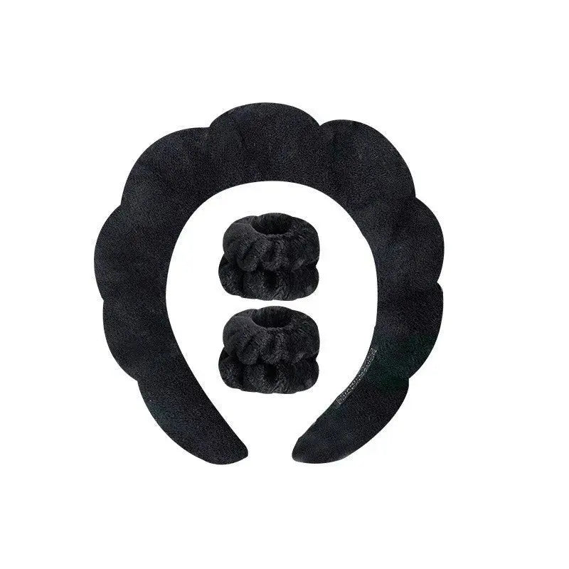 3pcs/lot women Sponge Spa Headband with Wristbands wrist wash band Ladies Wide Padded Headband Skin Care muñequeras skincare - Femlinza