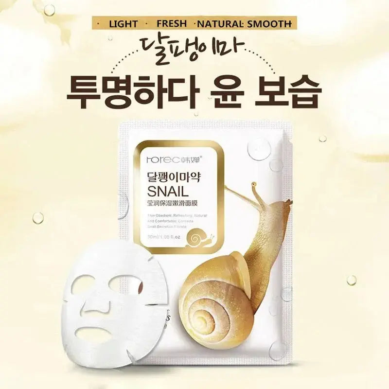 10pcs Snail Moisturizing Face Mask Replenishment Oil Control Tender Face Sheet Masks Facial Mask Skin Care Korean Cosmetics - Femlinza