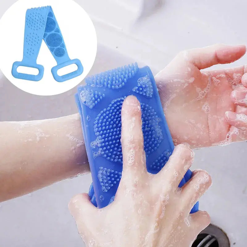 Body Sponge Silicone Brushes Bath Towels Scrubber Rubbing Back Peeling Massage Shower Belt Extended Skin Clean Brushes - Femlinza