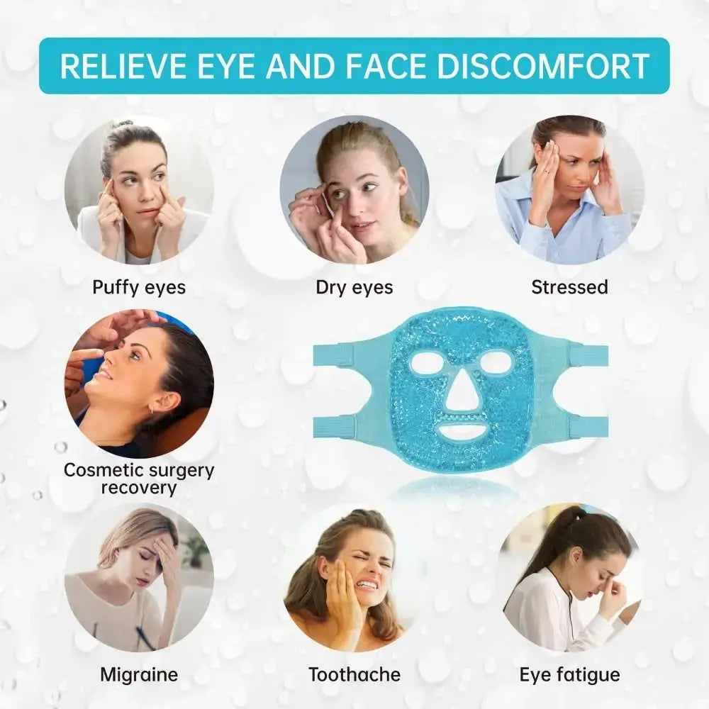 Relieve Fatigue Ice Gel Eye Face Mask Gel Beads Compress Reusable Sleep Mask Cold and Hot Heat Reduce Face Puff Skin Care Tool - Femlinza