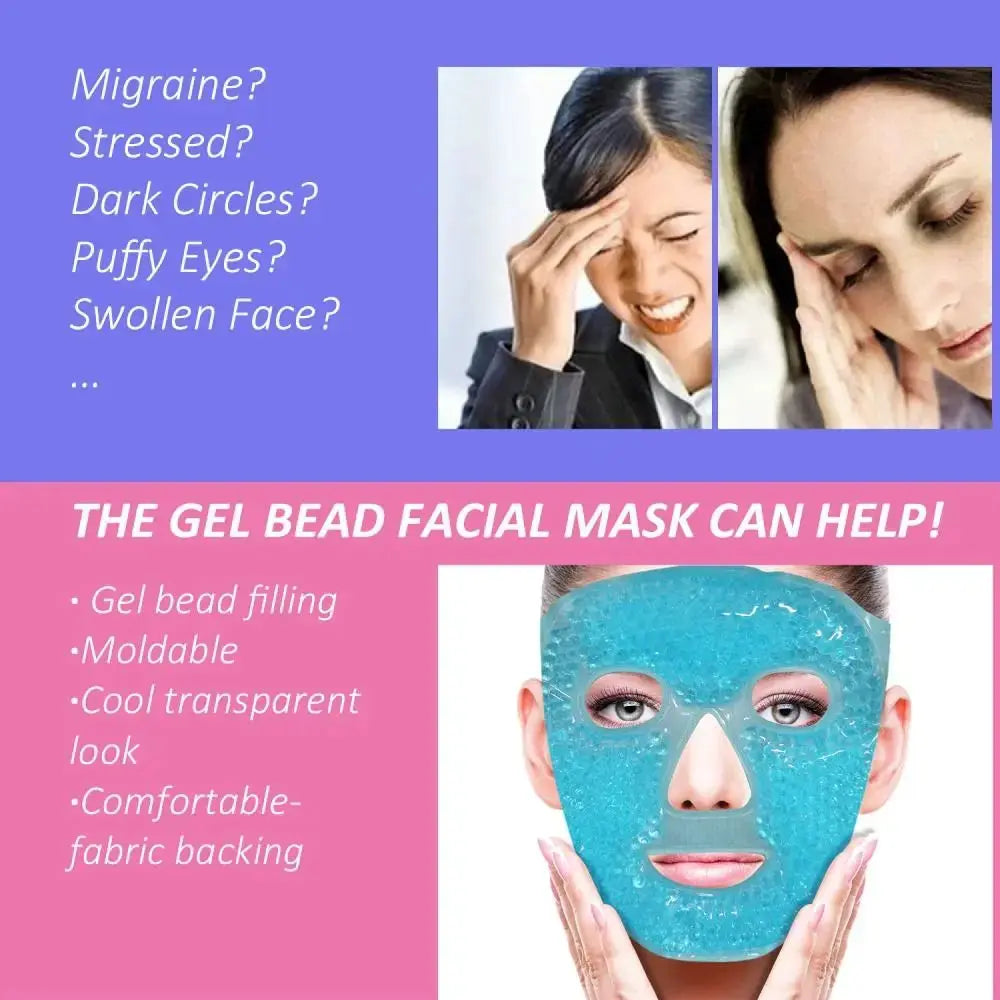Relieve Fatigue Ice Gel Eye Face Mask Gel Beads Compress Reusable Sleep Mask Cold and Hot Heat Reduce Face Puff Skin Care Tool - Femlinza
