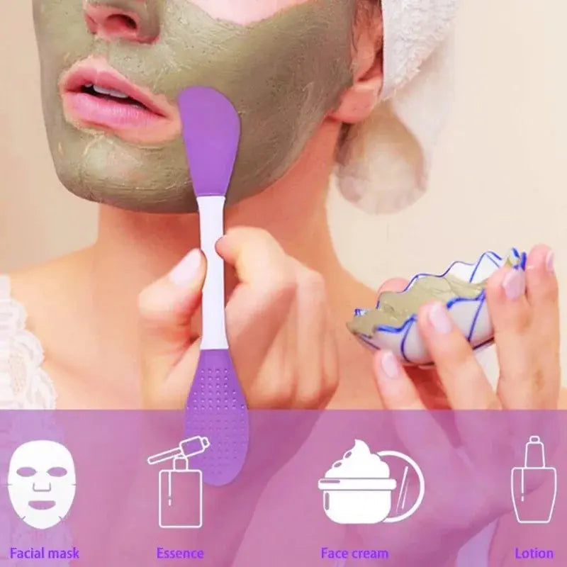 8/4/2pcs Silicone Face Mask Brush 2 in 1 Double-Head Manual Cleansing Brushes Facial Scrubber Mud Film Applicator Skin Care Tool - Femlinza