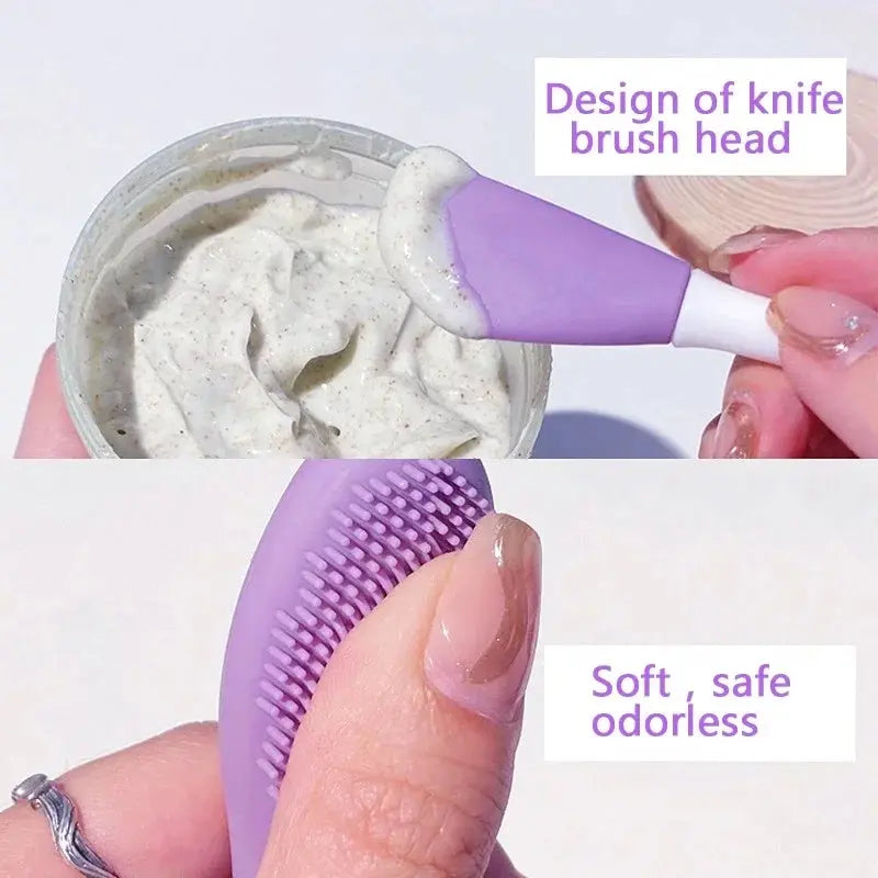 8/4/2pcs Silicone Face Mask Brush 2 in 1 Double-Head Manual Cleansing Brushes Facial Scrubber Mud Film Applicator Skin Care Tool - Femlinza