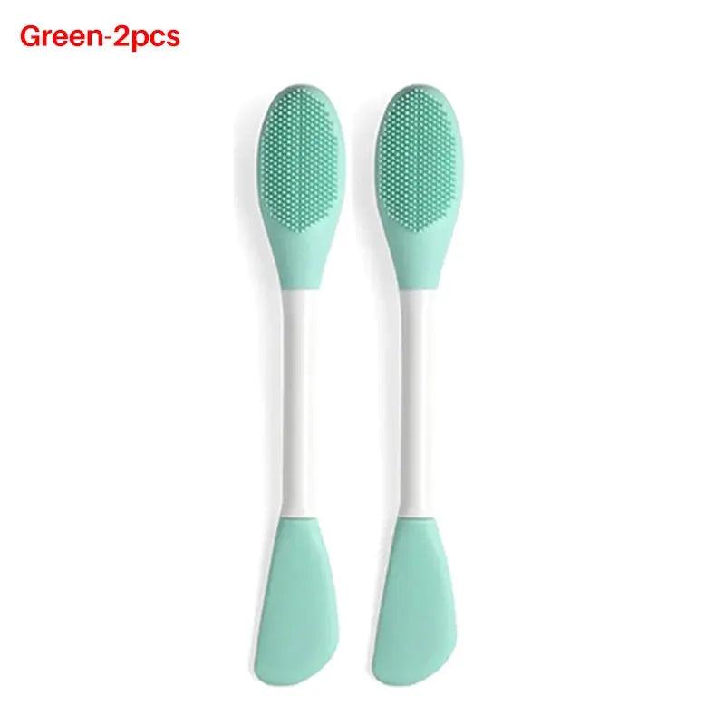 8/4/2pcs Silicone Face Mask Brush 2 in 1 Double-Head Manual Cleansing Brushes Facial Scrubber Mud Film Applicator Skin Care Tool - Femlinza