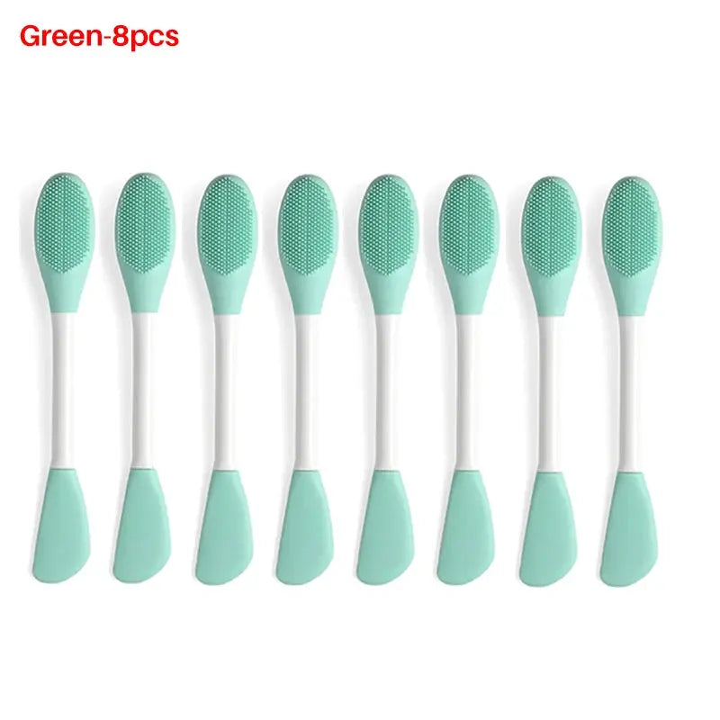 8/4/2pcs Silicone Face Mask Brush 2 in 1 Double-Head Manual Cleansing Brushes Facial Scrubber Mud Film Applicator Skin Care Tool - Femlinza