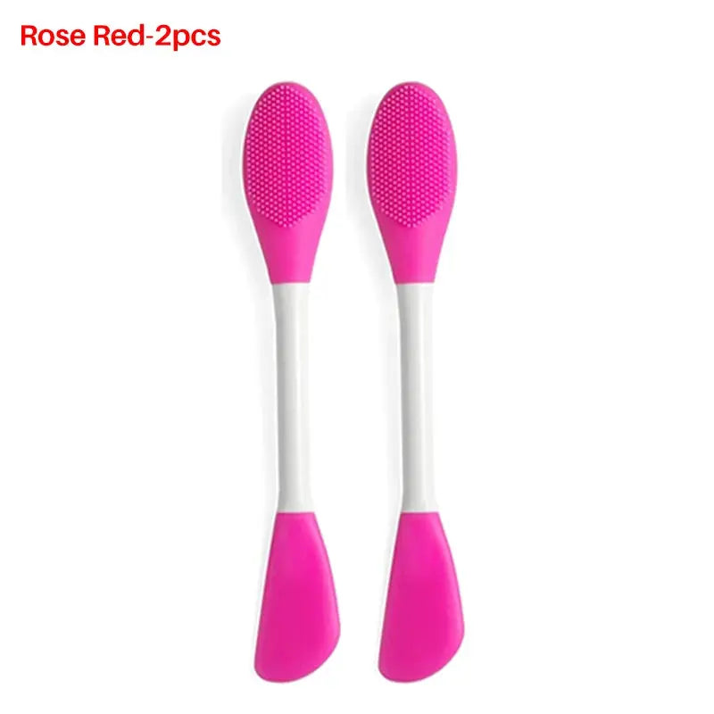 8/4/2pcs Silicone Face Mask Brush 2 in 1 Double-Head Manual Cleansing Brushes Facial Scrubber Mud Film Applicator Skin Care Tool - Femlinza