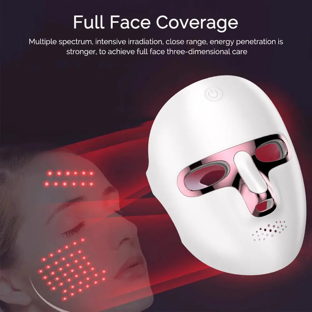 Recharge LED Facial Mask 7 Colors Face Skin Care Mask Anti Acne Therapy Skin Rejuvenation Wrinkle Removal Skin Brightening - Femlinza