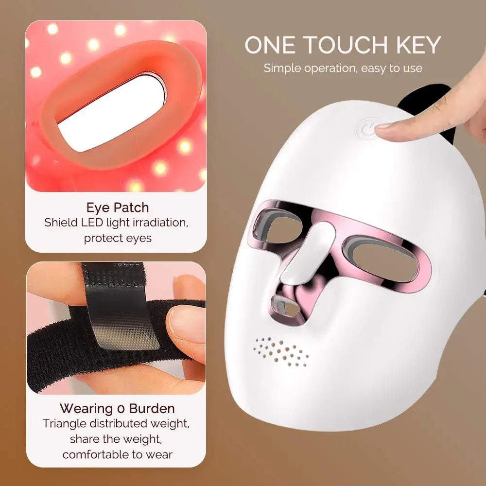 Recharge LED Facial Mask 7 Colors Face Skin Care Mask Anti Acne Therapy Skin Rejuvenation Wrinkle Removal Skin Brightening - Femlinza