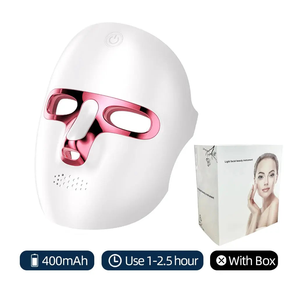 Recharge LED Facial Mask 7 Colors Face Skin Care Mask Anti Acne Therapy Skin Rejuvenation Wrinkle Removal Skin Brightening - Femlinza