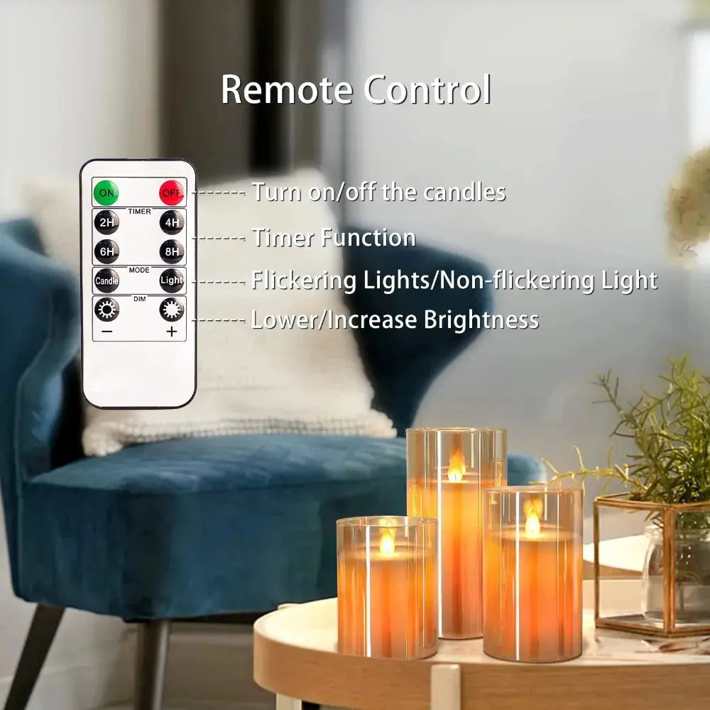 Flameless LED Candles with Remote – 3D Wick Battery Operated Set - Femlinza