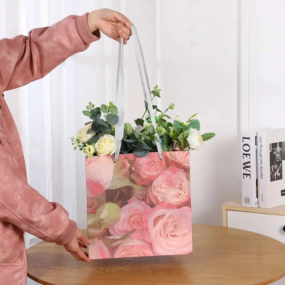 Gift Bags With Handles Paper Party Favor Handbag Bow Ribbon Jewelry Packing Birthday Wedding Graduation Celebration Present Wrap - Femlinza