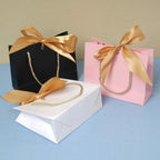 Gift Bags With Handles Paper Party Favor Handbag Bow Ribbon Jewelry Packing Birthday Wedding Graduation Celebration Present Wrap - Femlinza