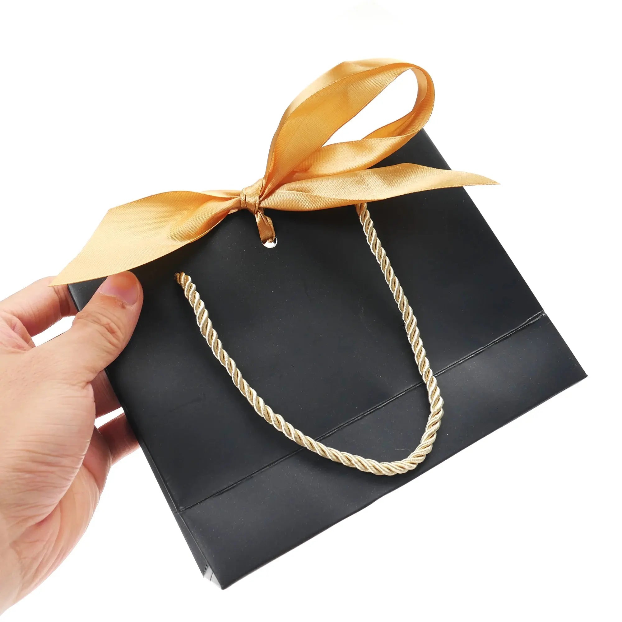 Gift Bags With Handles Paper Party Favor Handbag Bow Ribbon Jewelry Packing Birthday Wedding Graduation Celebration Present Wrap - Femlinza