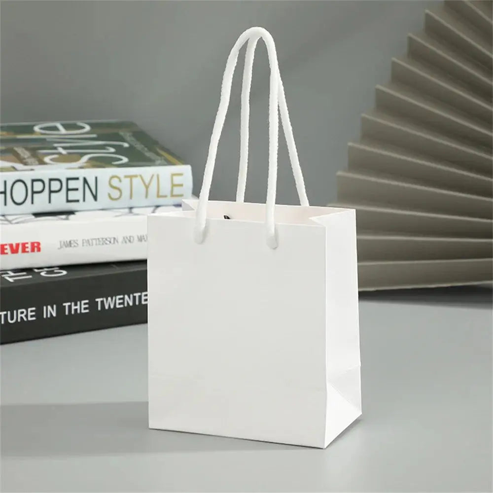 Gift Bags With Handles Paper Party Favor Handbag Bow Ribbon Jewelry Packing Birthday Wedding Graduation Celebration Present Wrap - Femlinza