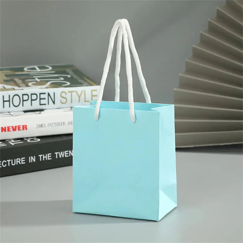 Gift Bags With Handles Paper Party Favor Handbag Bow Ribbon Jewelry Packing Birthday Wedding Graduation Celebration Present Wrap - Femlinza