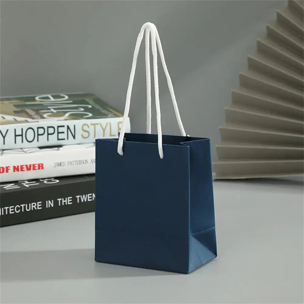Gift Bags With Handles Paper Party Favor Handbag Bow Ribbon Jewelry Packing Birthday Wedding Graduation Celebration Present Wrap - Femlinza
