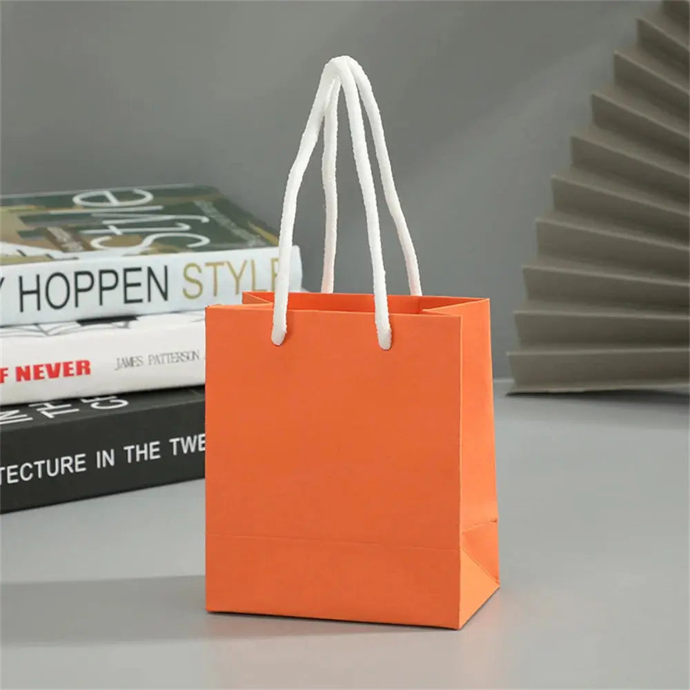Gift Bags With Handles Paper Party Favor Handbag Bow Ribbon Jewelry Packing Birthday Wedding Graduation Celebration Present Wrap - Femlinza