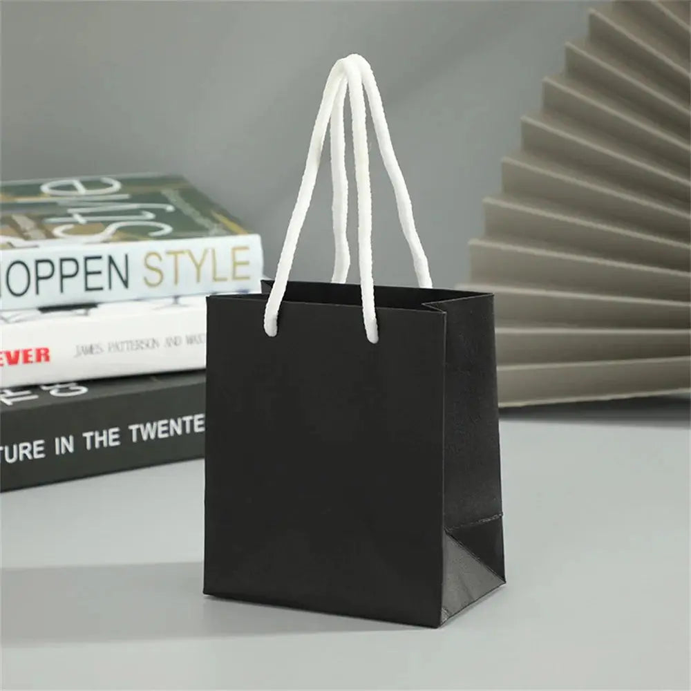 Gift Bags With Handles Paper Party Favor Handbag Bow Ribbon Jewelry Packing Birthday Wedding Graduation Celebration Present Wrap - Femlinza