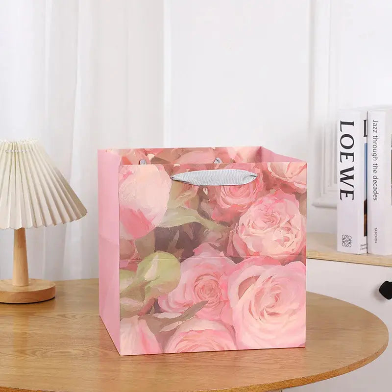 Gift Bags With Handles Paper Party Favor Handbag Bow Ribbon Jewelry Packing Birthday Wedding Graduation Celebration Present Wrap - Femlinza