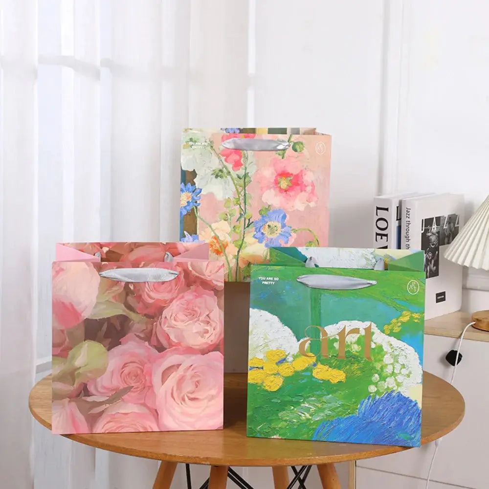 Gift Bags With Handles Paper Party Favor Handbag Bow Ribbon Jewelry Packing Birthday Wedding Graduation Celebration Present Wrap - Femlinza