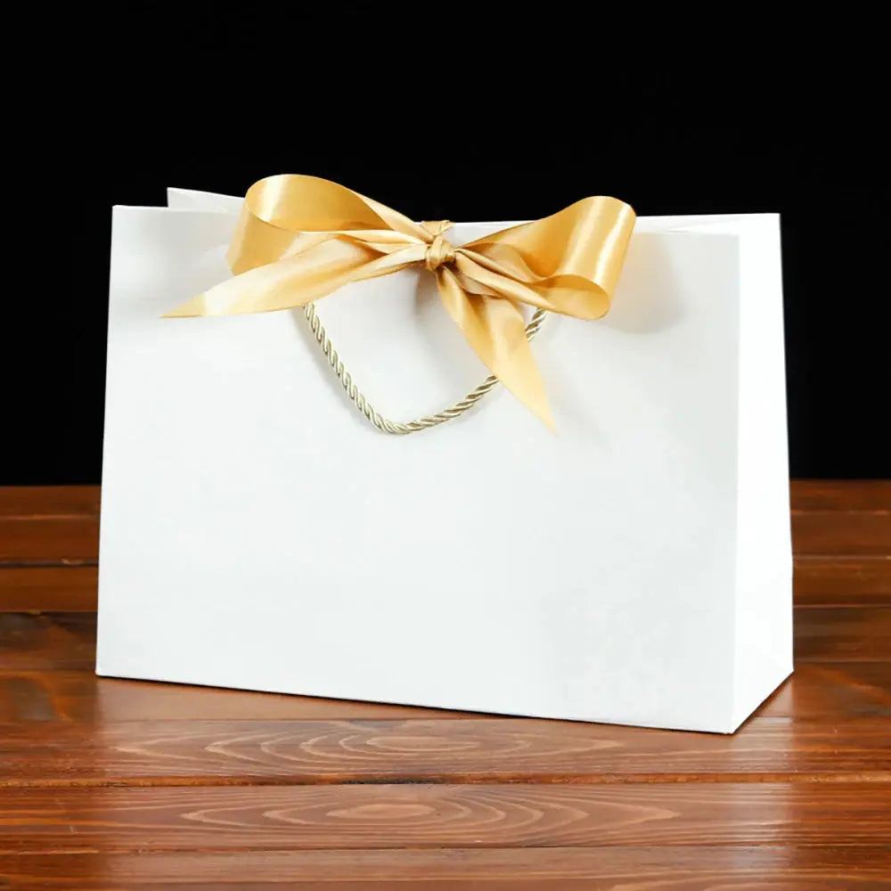 Gift Bags With Handles Paper Party Favor Handbag Bow Ribbon Jewelry Packing Birthday Wedding Graduation Celebration Present Wrap - Femlinza