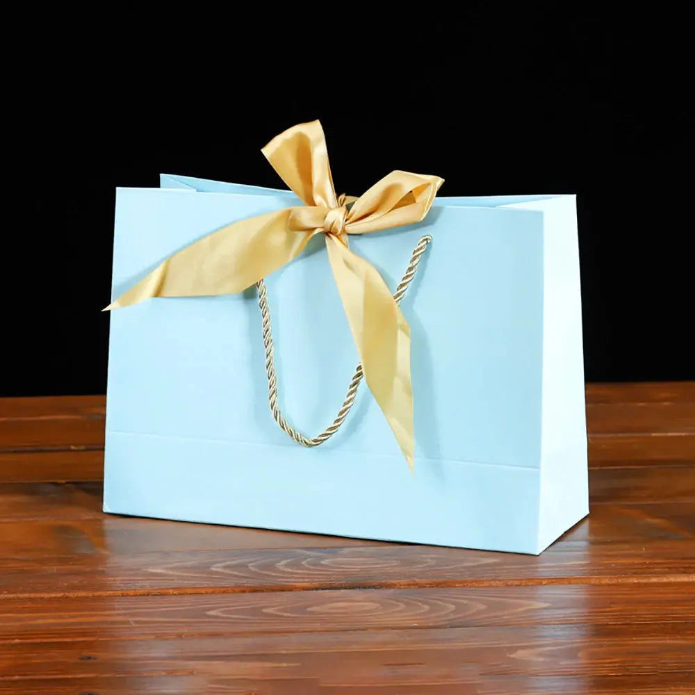 Gift Bags With Handles Paper Party Favor Handbag Bow Ribbon Jewelry Packing Birthday Wedding Graduation Celebration Present Wrap - Femlinza