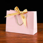 Gift Bags With Handles Paper Party Favor Handbag Bow Ribbon Jewelry Packing Birthday Wedding Graduation Celebration Present Wrap - Femlinza