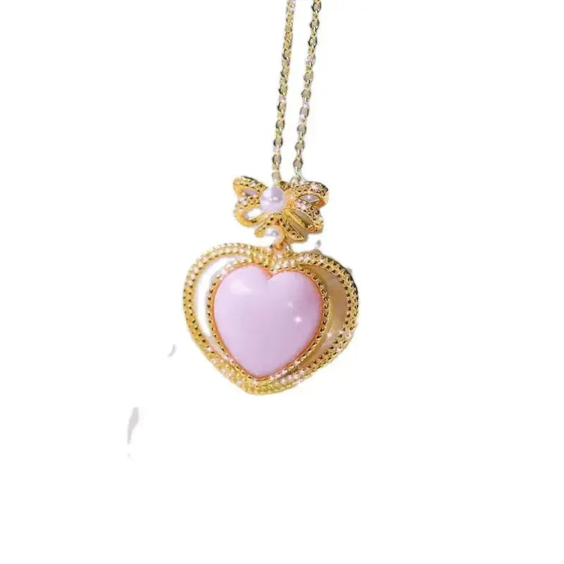 [Gift] Original Silver Inlay Organic Gem Deep Sea Queen Shell Rouge Snail Bow Pendant - Femlinza
