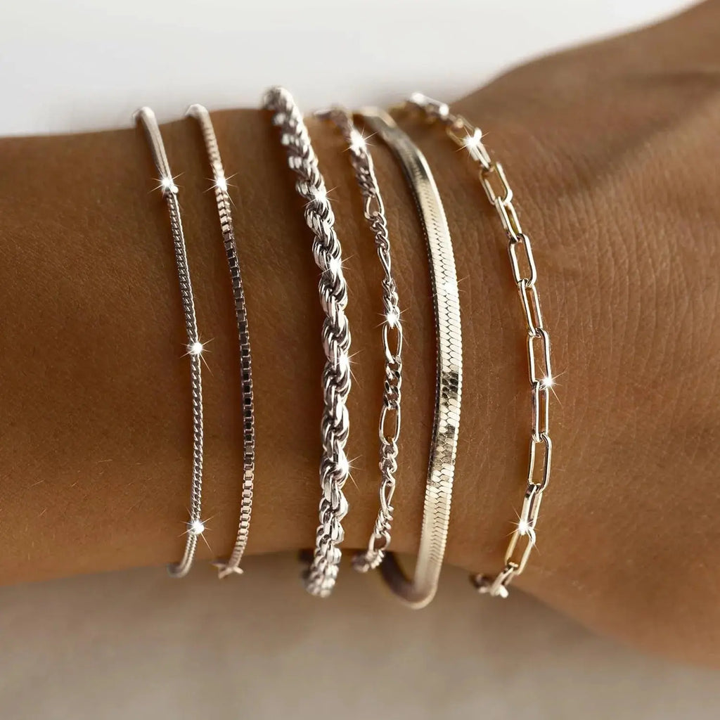 Gift Set Silver Bracelets for Women Trendy Sterling Silver Jewelry Set for Women Bracelets for Women Gold Jewelry set - Femlinza