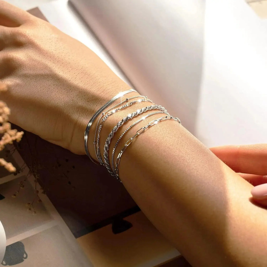 Gift Set Silver Bracelets for Women Trendy Sterling Silver Jewelry Set for Women Bracelets for Women Gold Jewelry set - Femlinza