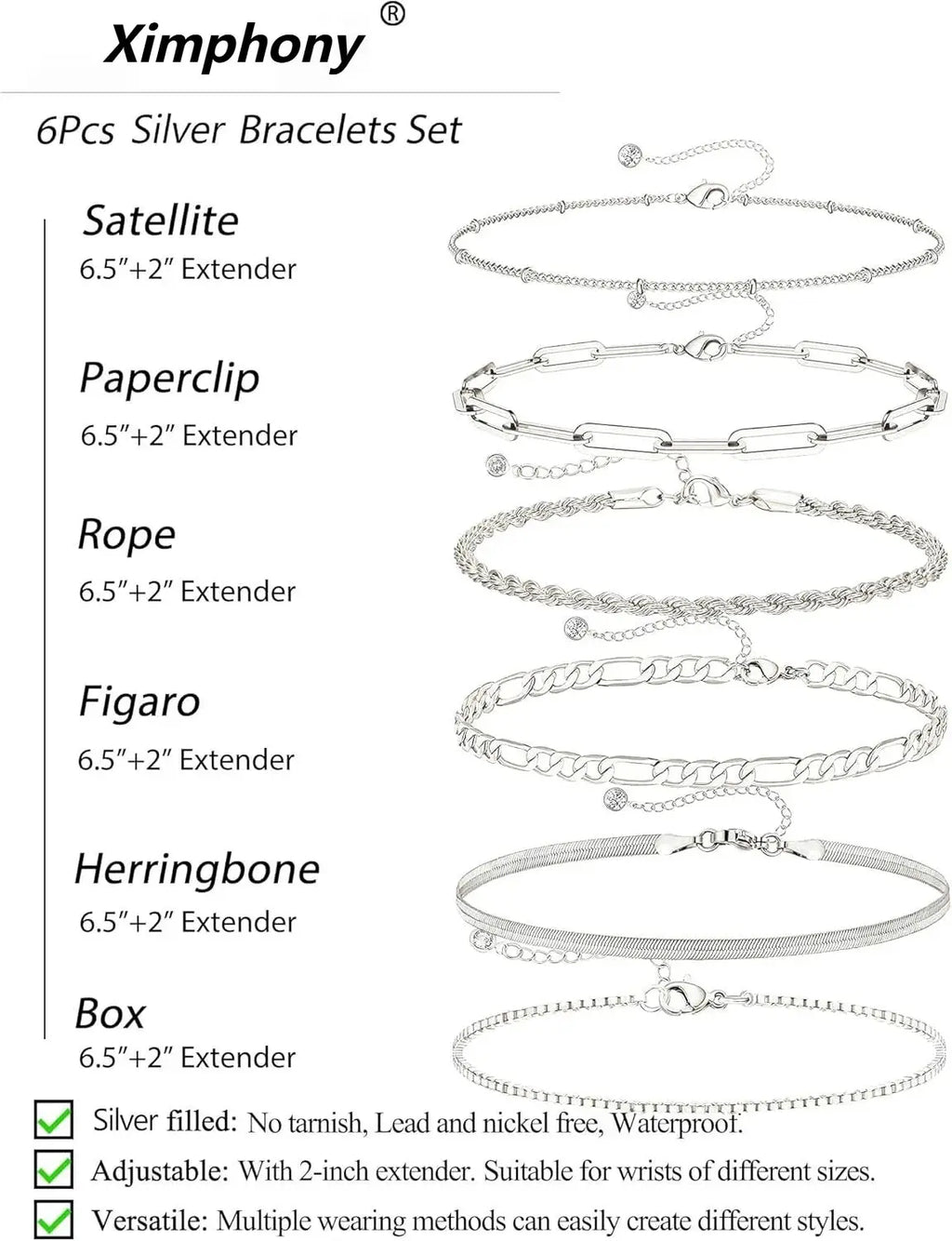 Gift Set Silver Bracelets for Women Trendy Sterling Silver Jewelry Set for Women Bracelets for Women Gold Jewelry set - Femlinza