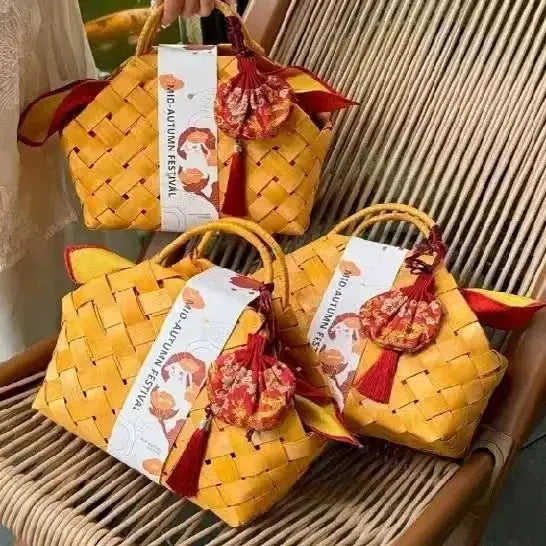 Gift Woven Flower Basket,decor Flower Basket Festival Wedding Birthday Creative Gift Woven Bag Hand Gift Basket Party Supplies - Femlinza