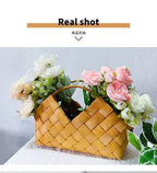 Gift Woven Flower Basket,decor Flower Basket Festival Wedding Birthday Creative Gift Woven Bag Hand Gift Basket Party Supplies - Femlinza