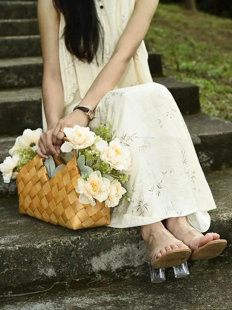 Gift Woven Flower Basket,decor Flower Basket Festival Wedding Birthday Creative Gift Woven Bag Hand Gift Basket Party Supplies - Femlinza