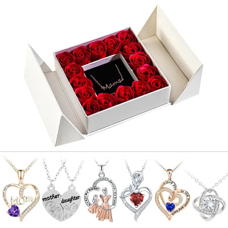 Gifts for Women Jewelry Pendant Necklace /w Soap Eternal Rose Gift Box Mother's Day Necklace Jewelry Wedding Anniversary Gifts - Femlinza