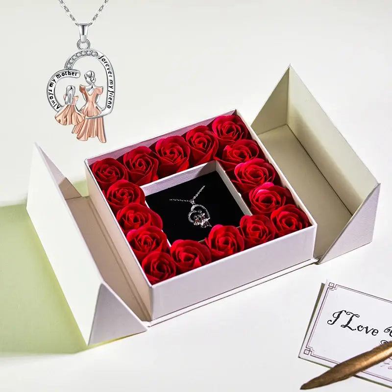 Gifts for Women Jewelry Pendant Necklace /w Soap Eternal Rose Gift Box Mother's Day Necklace Jewelry Wedding Anniversary Gifts - Femlinza