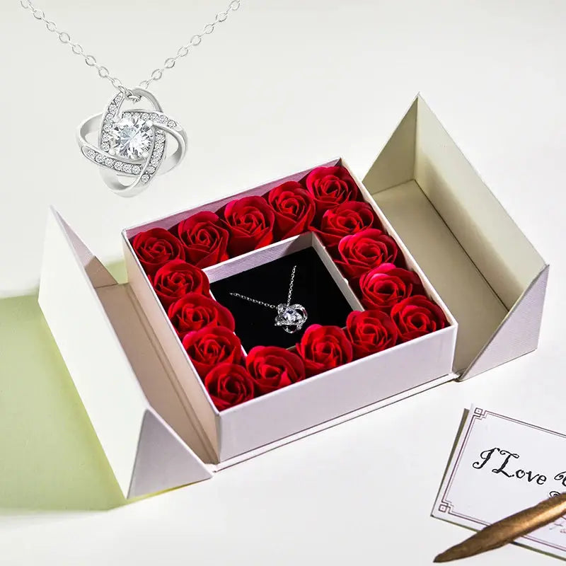 Gifts for Women Jewelry Pendant Necklace /w Soap Eternal Rose Gift Box Mother's Day Necklace Jewelry Wedding Anniversary Gifts - Femlinza