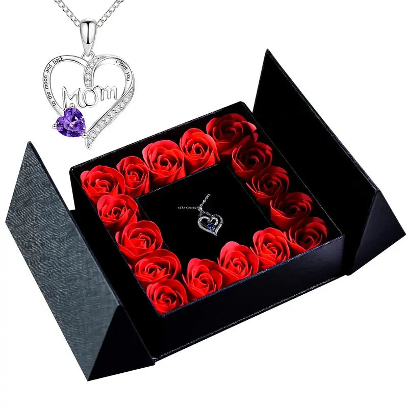 Gifts for Women Jewelry Pendant Necklace /w Soap Eternal Rose Gift Box Mother's Day Necklace Jewelry Wedding Anniversary Gifts - Femlinza