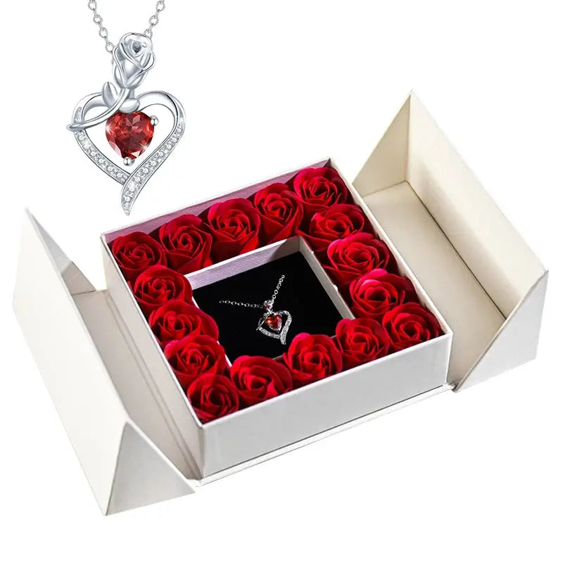Gifts for Women Jewelry Pendant Necklace /w Soap Eternal Rose Gift Box Mother's Day Necklace Jewelry Wedding Anniversary Gifts - Femlinza
