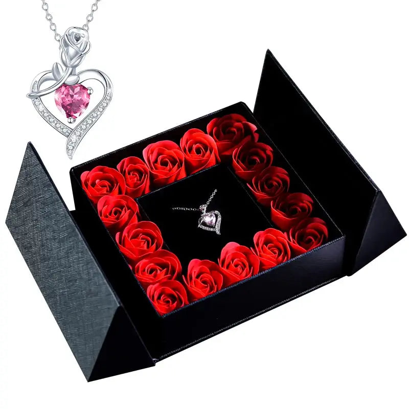 Gifts for Women Jewelry Pendant Necklace /w Soap Eternal Rose Gift Box Mother's Day Necklace Jewelry Wedding Anniversary Gifts - Femlinza